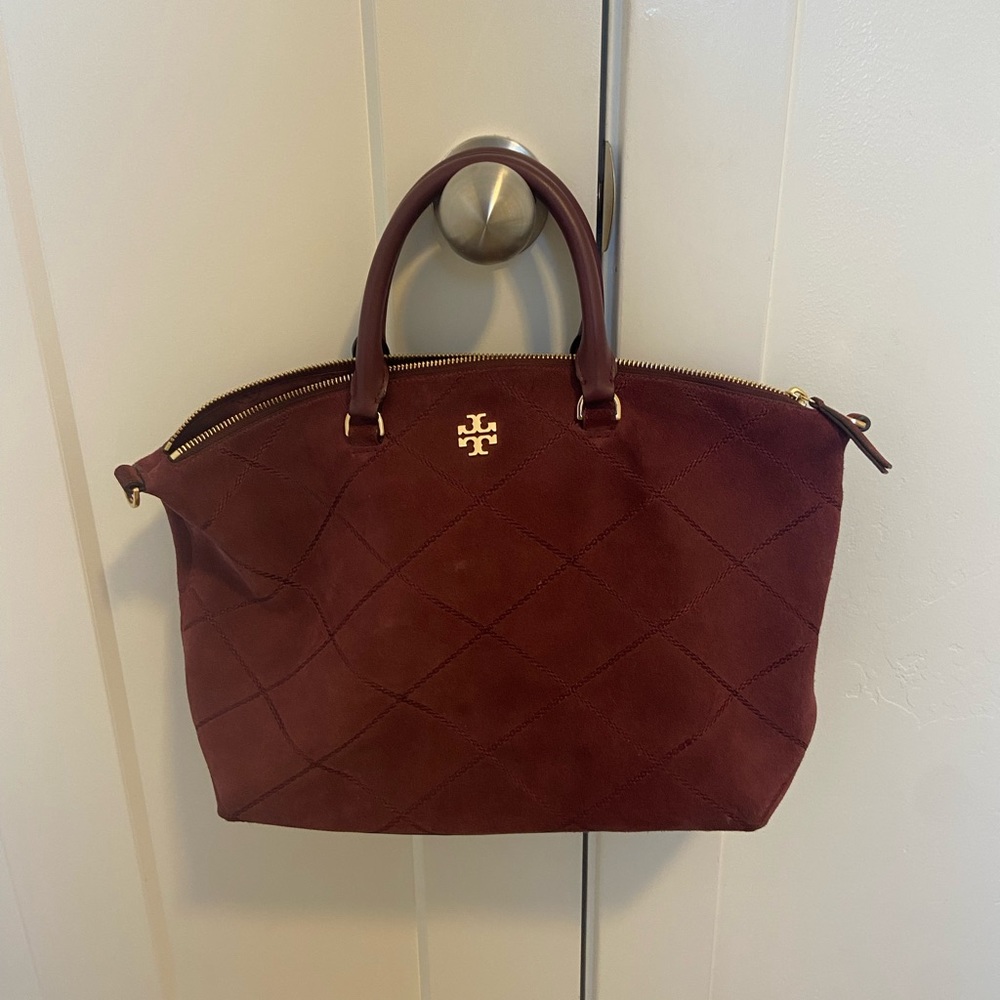 Tory Burch frida stitched suede satchel